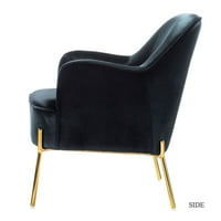Karat Home Accent baršun stolica za dnevni boravak, tapecirana fotelja sa zlatnim finišom, crna