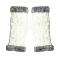 Lilgiuy Women zimske rukavice bez prstiju modni čvrsti boja pleteni ručni rukom Termički radovi Putovanja Sport Mittens za hladno vrijeme Bijelo
