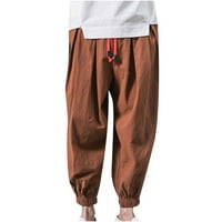 tklpehg muške hlače moda udobna casual duga hlače čvrsta boja za zatvaranje labave gamaše harema pantalone
