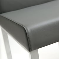 Nameštaj Danska Siva veganska kožna stolica sa srebrnim nogama - set od 2