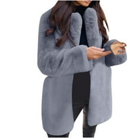 Virmaxy ženski kaput fleece jakna s dugim rukavima plišani kaput modni čvrsti boja topli kaput meko
