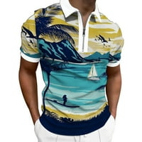 Muška polo košulja Muške i ljetne vrhove Modni rever patentni zatvarač Kratki rukav labav majica s majicom od tiskanih majica