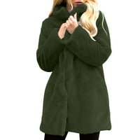 IOPQO Womens kaputi od runa kaputi za žene za žene Dame Solies FAUS kaput jakna zima topla labava okretana ovratnik plus veličina ugodna odjeća zimski kaput zeleni xl