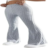 Singreal ženski visoki struk rebrasti hlače široke nogu hlače zvona na dnu pantalone