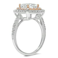 2. CT briljantna princeza Clear Simulirani dijamant 18k bijeli ružni zlatni halo pasijans sa prstenom