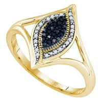 10k žuto zlato okruglo Black Diamond Cluster Ring CTTW
