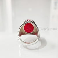 Ruby Corundum Muški prsten, prirodni ruby ​​korundum prsten, srpnja, srebrni nakit, srebrni prsten, poklon, teški muški prsten, arapski dizajn, prsten od osmanskog stila, ring, turska mens ring