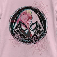 Djevojka je Marvel Spider Gwen Web logo Grafički tee svijetlo ružičasta mala
