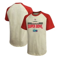 Muške veličanstvene teme krem ​​crveni kansas poglavar grada Super Bowl Lvii Ciljna linija stand Raglan majica