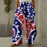Ženske pantalone za nezavisnost Američka zastava Štampalice Streetwear Neovisnosti Dan Ispis džep elastične