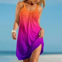 Mikilon Ženska ljetna udobnog modnog casual bez rukava okrugla vrata sa okruglim vratom plus veličina Halter haljina narančasta XL na prodaju