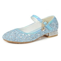 Daeful Girl Haljine cipele okrugli nožni princezi Chunky Block Mary Jane Party Prozračna lagana kamena sandala za potčinjenost Plava 12C
