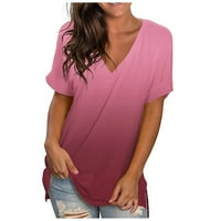 Ženski plus klirens, ženski gradijentni kratki majica s kratkim rukavima V-izrez