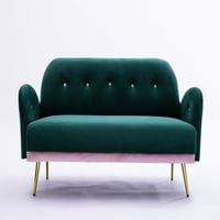 58 Velvet Loveseat kauč, modernog akcent kauča sa jastucima i bočnim džepovima, komforni tapecirani kauč za sjedenje sa malim drvenim nogama za malog prostora uredskog apartmana, zelena