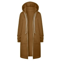 HFYIHGF ženske duge dukseve dukserice tuničke tunike zimske ruke obložene jakne casual zip up hoodie kaputi z1-svijetlo smeđe s