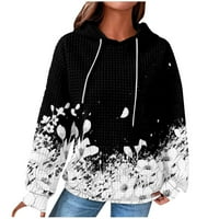 Hoodie stabilna odjeća ženski modni povremeni pulover s kapuljačom dugih rukava s dugim rukavima TOP CRNI 2XL