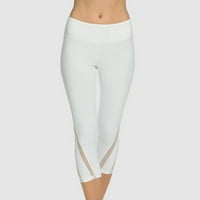 Iopqo gamaše za žene joga hlače Ženska neto predivna prediva Fitness-Podizanje struka koji se proteže za noge Yoga hlače za žene bijele l