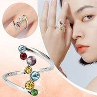 Pgeraug pokloni za žene umetnute obojene okrugle kamena prstena priznanje prijedlog prstena od nehrđajućeg