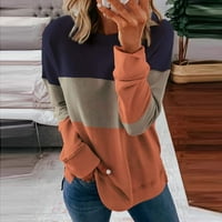 Ženski modni casual dugih rukava u boji majica majica Slim Top Ženska moda Colorblock Print Crew Neck