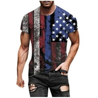 Jsaierl muške košulje od 4. jula Patriotske zvijezde i pruge Grafički tens Trendy Crewneck Top AmericAna