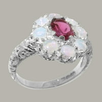 Britanci napravio je 14k bijeli zlatni ružičasti turmalinski i opalni prsten ženski prsten iz izjave - veličine 11,75