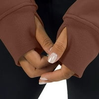 Qcmgmg dukserica za ženske četvrti u boji Zip Ženske lagane pulover V izrez džepne odjeće za tinejdžerske djevojke dugih rukava zip up up kavu za ženske kafe