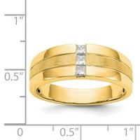 14k žuti zlatni prsten bend muški dijamantski kvadratni polirani i saten