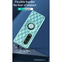 Pokrov za Samsung Galaxy Z Fold 5G, luksuzna PU koža sa držačem prstena Schickstand Diamond uzorak za