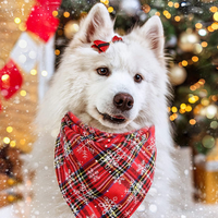 Božićni pas Bandana, Holiday Cat Bandana Buffalo Plaid Flannel Bibs Scarfs za pse Mačke - Oblik2