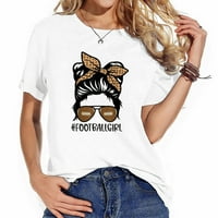 Neuredna lepinja sa leopardom američkom nogometnom djevojkom Todd grafičke majice za žene - udobne majice