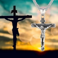 Mnycxen FolluneseulMeet Srebrna križna ogrlica moli se ruke Isus križnu ogrlicu za žene muškarci Christian