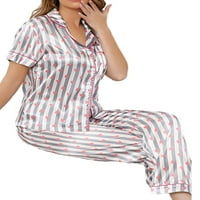 Colisha Ženska kupaonica Satin pidžami postavlja svilena noćna letnje odjeća noćna odjeća Sivi bijeli