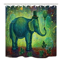 Crtani akvarelni slonovi nose šešir i balon vezan za nos poliesterska zastor za kupatilo, kupatilo za