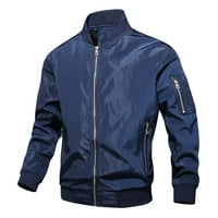 Kali_store jakna za muškarce muške lagane pamučne jakne postolje ovratnik tamno plava, 5xl