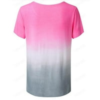 Loyisvidion Ženske čišćenje Žene Modni kratki rukav Cvjetni ispisani O-izrez Casual Tops Majica Bluza Flash Picks Hot Pink 10