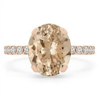 Veličanstvo Diamonds MD190407- 3. CTW ovalni ružičasti morgatit pod halo angažman prsten u zlatu od 14k ruža - veličine 4