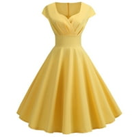 PEDORT Ljetne haljine A-line ljuljačke casual haljine Ljetne kratke ruhove casual haljine žute, m