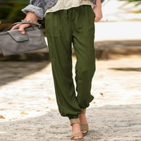 Ylioge Comfy ravne pantalone za žene svakodnevno nošenje jesen sonske hlače u boji džepovi posteljina