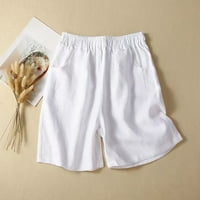Azrijske pantalone za žene Ležerne ljetne elastične visoke struk Posteljine hlače džepove kratke hlače