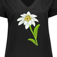 Inktastična edelweiss - cvijeće ženske majice plus veličine V-izrez