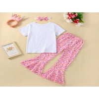 Liacowi Toddler Baby Girls Rođendanska odjeća Sweet Three Four Five Sweet ROMPER majice Donut Flares hlače