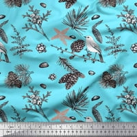 Soimoi Blue Japan Crepe saten tkanina cvjetna, i američki robinski ptičji tkanini otisci dvorišta široko
