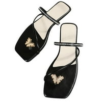 Žene Ljeto Ležerne prilike sandale Slatki slajdovi Rhinestone Butterfly Toe prsten za prsten Thong Flip
