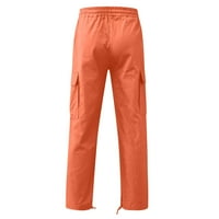 Muške klasične teretne hlače pamučne ležerne rušinske pantalone s više džepa elastične strukske hlače