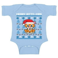 Neugodni stilovi Ugly Xmas Baby Outfit Bodysuit Merry Christmas Kittymas Romper
