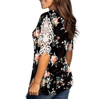 Žene izdužene modne tiskarske kratke rukave V-izrez majica bluza