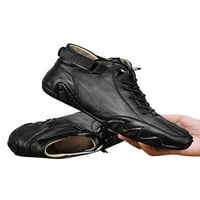 Lacyhop muški radovi prozračne kožne cipele lagana srednja gornja ležerna kuka i petlje čista crna 9
