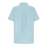 Muške posteljine majice kratki rukav Ležerne majice Solid Color Dugme Down majica za muškarce Letnje