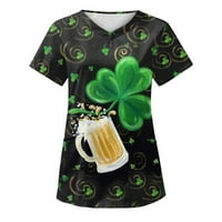 St.Patricks Dan Žene modni ispis Skraći rukav džep s majicom VACT majica