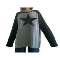 Majice MA & Baby Ženske Y2K vrhove zvezda od tiskanih dugih rukava pulover dugih rukava Vintage grafički